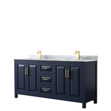 Load image into Gallery viewer, Wyndham Daria 72 Inch Double Bathroom Vanity in Dark Blue, White Carrara Marble Countertop, Undermount Square Sinks, No Mirror- Wyndham