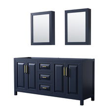 Load image into Gallery viewer, Wyndham Daria 72 Inch Double Bathroom Vanity in Dark Blue, No Countertop, No Sink, Medicine Cabinets- Wyndham
