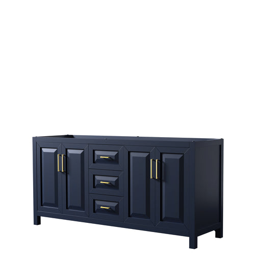 Wyndham Daria 72 Inch Double Bathroom Vanity in Dark Blue, No Countertop, No Sink, No Mirror- Wyndham