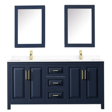 Load image into Gallery viewer, Wyndham Daria 72 Inch Double Bathroom Vanity in Dark Blue, White Cultured Marble Countertop, Undermount Square Sinks, Medicine Cabinets- Wyndham