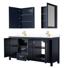 Load image into Gallery viewer, Wyndham Daria 72 Inch Double Bathroom Vanity in Dark Blue, White Cultured Marble Countertop, Undermount Square Sinks, Medicine Cabinets- Wyndham