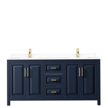 Load image into Gallery viewer, Wyndham Daria 72 Inch Double Bathroom Vanity in Dark Blue, White Cultured Marble Countertop, Undermount Square Sinks, No Mirror- Wyndham