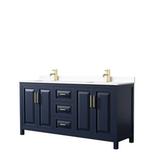 Load image into Gallery viewer, Wyndham Daria 72 Inch Double Bathroom Vanity in Dark Blue, White Cultured Marble Countertop, Undermount Square Sinks, No Mirror- Wyndham