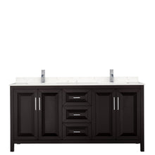 Load image into Gallery viewer, Wyndham Daria 72 Inch Double Bathroom Vanity in Dark Espresso, Light-Vein Carrara Cultured Marble Countertop, Undermount Square Sinks, No Mirror- Wyndham