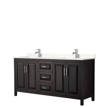 Load image into Gallery viewer, Wyndham Daria 72 Inch Double Bathroom Vanity in Dark Espresso, Light-Vein Carrara Cultured Marble Countertop, Undermount Square Sinks, No Mirror- Wyndham
