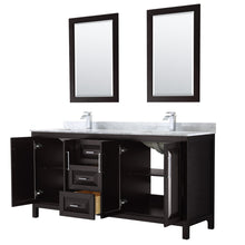 Load image into Gallery viewer, Wyndham Daria 72 Inch Double Bathroom Vanity in Dark Espresso, White Carrara Marble Countertop, Undermount Square Sinks, and 24 Inch Mirrors- Wyndham