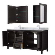 Load image into Gallery viewer, Wyndham Daria 72 Inch Double Bathroom Vanity in Dark Espresso, White Carrara Marble Countertop, Undermount Square Sinks, and Medicine Cabinets- Wyndham
