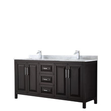 Load image into Gallery viewer, Wyndham Daria 72 Inch Double Bathroom Vanity in Dark Espresso, White Carrara Marble Countertop, Undermount Square Sinks, and No Mirror- Wyndham