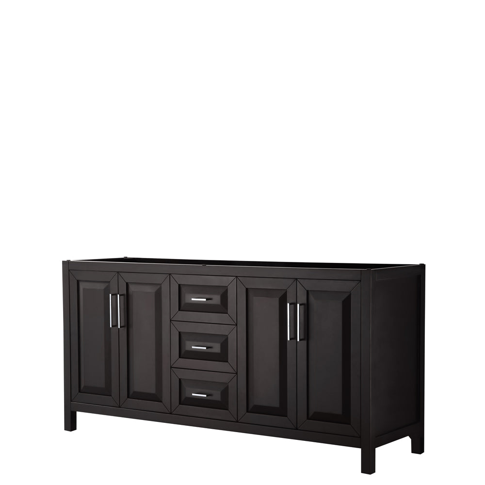 Wyndham Daria 72 Inch Double Bathroom Vanity in Dark Espresso, No Countertop, No Sink, and No Mirror- Wyndham