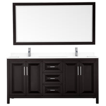 Load image into Gallery viewer, Wyndham Daria 72 Inch Double Bathroom Vanity in Dark Espresso, White Cultured Marble Countertop, Undermount Square Sinks, 70 Inch Mirror- Wyndham