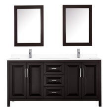 Load image into Gallery viewer, Wyndham Daria 72 Inch Double Bathroom Vanity in Dark Espresso, White Cultured Marble Countertop, Undermount Square Sinks, Medicine Cabinets- Wyndham
