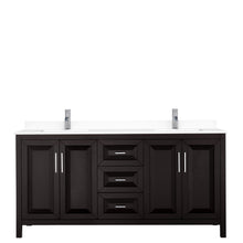 Load image into Gallery viewer, Wyndham Daria 72 Inch Double Bathroom Vanity in Dark Espresso, White Cultured Marble Countertop, Undermount Square Sinks, No Mirror- Wyndham