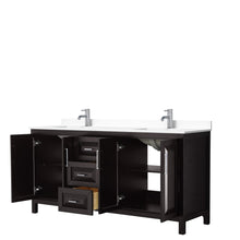 Load image into Gallery viewer, Wyndham Daria 72 Inch Double Bathroom Vanity in Dark Espresso, White Cultured Marble Countertop, Undermount Square Sinks, No Mirror- Wyndham