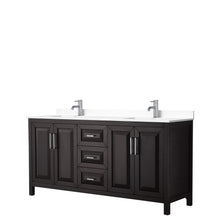 Load image into Gallery viewer, Wyndham Daria 72 Inch Double Bathroom Vanity in Dark Espresso, White Cultured Marble Countertop, Undermount Square Sinks, No Mirror- Wyndham