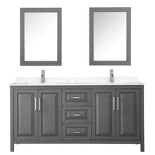 Load image into Gallery viewer, Wyndham Daria 72 Inch Double Bathroom Vanity in Dark Gray, Light-Vein Carrara Cultured Marble Countertop, Undermount Square Sinks, Medicine Cabinets- Wyndham