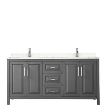 Load image into Gallery viewer, Wyndham Daria 72 Inch Double Bathroom Vanity in Dark Gray, Light-Vein Carrara Cultured Marble Countertop, Undermount Square Sinks, No Mirror- Wyndham