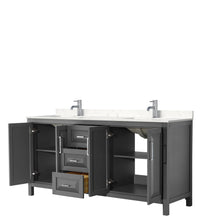 Load image into Gallery viewer, Wyndham Daria 72 Inch Double Bathroom Vanity in Dark Gray, Light-Vein Carrara Cultured Marble Countertop, Undermount Square Sinks, No Mirror- Wyndham