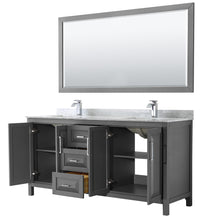 Load image into Gallery viewer, Wyndham Daria 72 Inch Double Bathroom Vanity in Dark Gray, White Carrara Marble Countertop, Undermount Square Sinks, and 70 Inch Mirror- Wyndham