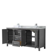 Load image into Gallery viewer, Wyndham Daria 72 Inch Double Bathroom Vanity in Dark Gray, White Carrara Marble Countertop, Undermount Square Sinks, and No Mirror- Wyndham