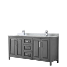 Load image into Gallery viewer, Wyndham Daria 72 Inch Double Bathroom Vanity in Dark Gray, White Carrara Marble Countertop, Undermount Square Sinks, and No Mirror- Wyndham