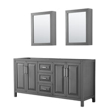 Load image into Gallery viewer, Wyndham Daria 72 Inch Double Bathroom Vanity in Dark Gray, No Countertop, No Sink, and Medicine Cabinets- Wyndham