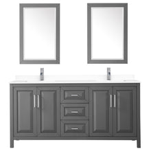 Load image into Gallery viewer, Wyndham Daria 72 Inch Double Bathroom Vanity in Dark Gray, White Cultured Marble Countertop, Undermount Square Sinks, 24 Inch Mirrors- Wyndham