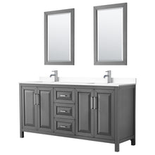 Load image into Gallery viewer, Wyndham Daria 72 Inch Double Bathroom Vanity in Dark Gray, White Cultured Marble Countertop, Undermount Square Sinks, 24 Inch Mirrors- Wyndham