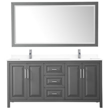 Load image into Gallery viewer, Wyndham Daria 72 Inch Double Bathroom Vanity in Dark Gray, White Cultured Marble Countertop, Undermount Square Sinks, 70 Inch Mirror- Wyndham