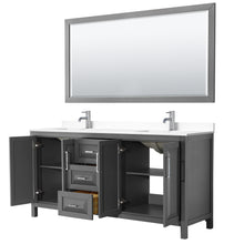 Load image into Gallery viewer, Wyndham Daria 72 Inch Double Bathroom Vanity in Dark Gray, White Cultured Marble Countertop, Undermount Square Sinks, 70 Inch Mirror- Wyndham