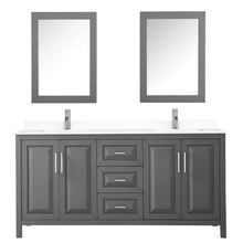 Load image into Gallery viewer, Wyndham Daria 72 Inch Double Bathroom Vanity in Dark Gray, White Cultured Marble Countertop, Undermount Square Sinks, Medicine Cabinets- Wyndham