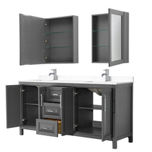 Load image into Gallery viewer, Wyndham Daria 72 Inch Double Bathroom Vanity in Dark Gray, White Cultured Marble Countertop, Undermount Square Sinks, Medicine Cabinets- Wyndham
