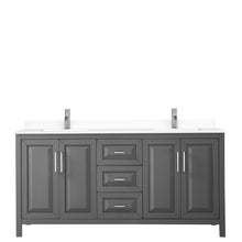 Load image into Gallery viewer, Wyndham Daria 72 Inch Double Bathroom Vanity in Dark Gray, White Cultured Marble Countertop, Undermount Square Sinks, No Mirror- Wyndham