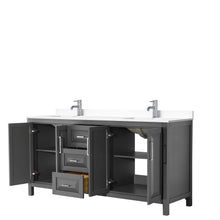 Load image into Gallery viewer, Wyndham Daria 72 Inch Double Bathroom Vanity in Dark Gray, White Cultured Marble Countertop, Undermount Square Sinks, No Mirror- Wyndham