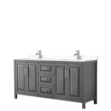 Load image into Gallery viewer, Wyndham Daria 72 Inch Double Bathroom Vanity in Dark Gray, White Cultured Marble Countertop, Undermount Square Sinks, No Mirror- Wyndham