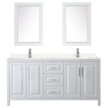 Load image into Gallery viewer, Wyndham Daria 72 Inch Double Bathroom Vanity in White, Light-Vein Carrara Cultured Marble Countertop, Undermount Square Sinks, 24 Inch Mirrors- Wyndham