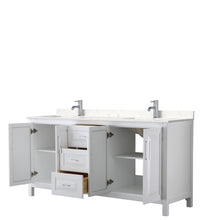 Load image into Gallery viewer, Wyndham Daria 72 Inch Double Bathroom Vanity in White, Light-Vein Carrara Cultured Marble Countertop, Undermount Square Sinks, No Mirror- Wyndham