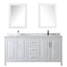 Load image into Gallery viewer, Wyndham Daria 72 Inch Double Bathroom Vanity in White, White Carrara Marble Countertop, Undermount Square Sinks, and Medicine Cabinets- Wyndham