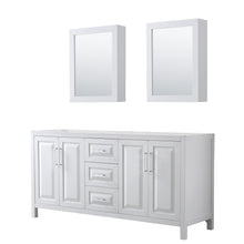 Load image into Gallery viewer, Wyndham Daria 72 Inch Double Bathroom Vanity in White, No Countertop, No Sink, and Medicine Cabinets- Wyndham