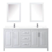 Load image into Gallery viewer, Wyndham Daria 72 Inch Double Bathroom Vanity in White, White Cultured Marble Countertop, Undermount Square Sinks, Medicine Cabinets- Wyndham