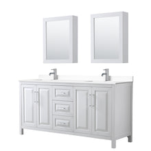 Load image into Gallery viewer, Wyndham Daria 72 Inch Double Bathroom Vanity in White, White Cultured Marble Countertop, Undermount Square Sinks, Medicine Cabinets- Wyndham