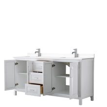 Load image into Gallery viewer, Wyndham Daria 72 Inch Double Bathroom Vanity in White, White Cultured Marble Countertop, Undermount Square Sinks, No Mirror- Wyndham
