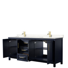 Load image into Gallery viewer, Wyndham Daria 80 Inch Double Bathroom Vanity in Dark Blue, Light-Vein Carrara Cultured Marble Countertop, Undermount Square Sinks, No Mirror- Wyndham