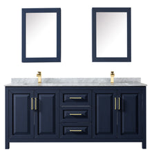 Load image into Gallery viewer, Wyndham Daria 80 Inch Double Bathroom Vanity in Dark Blue, White Carrara Marble Countertop, Undermount Square Sinks, Medicine Cabinets- Wyndham