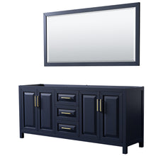 Load image into Gallery viewer, Wyndham Daria 80 Inch Double Bathroom Vanity in Dark Blue, No Countertop, No Sink, 70 Inch Mirror- Wyndham