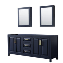 Load image into Gallery viewer, Wyndham Daria 80 Inch Double Bathroom Vanity in Dark Blue, No Countertop, No Sink, Medicine Cabinets- Wyndham