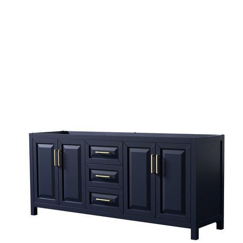 Wyndham Daria 80 Inch Double Bathroom Vanity in Dark Blue, No Countertop, No Sink, No Mirror- Wyndham