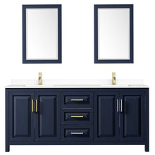 Load image into Gallery viewer, Wyndham Daria 80 Inch Double Bathroom Vanity in Dark Blue, White Cultured Marble Countertop, Undermount Square Sinks, 24 Inch Mirrors- Wyndham