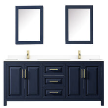 Load image into Gallery viewer, Wyndham Daria 80 Inch Double Bathroom Vanity in Dark Blue, White Cultured Marble Countertop, Undermount Square Sinks, Medicine Cabinets- Wyndham
