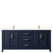 Load image into Gallery viewer, Wyndham Daria 80 Inch Double Bathroom Vanity in Dark Blue, White Cultured Marble Countertop, Undermount Square Sinks, No Mirror- Wyndham
