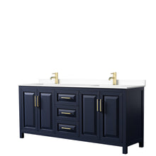 Load image into Gallery viewer, Wyndham Daria 80 Inch Double Bathroom Vanity in Dark Blue, White Cultured Marble Countertop, Undermount Square Sinks, No Mirror- Wyndham